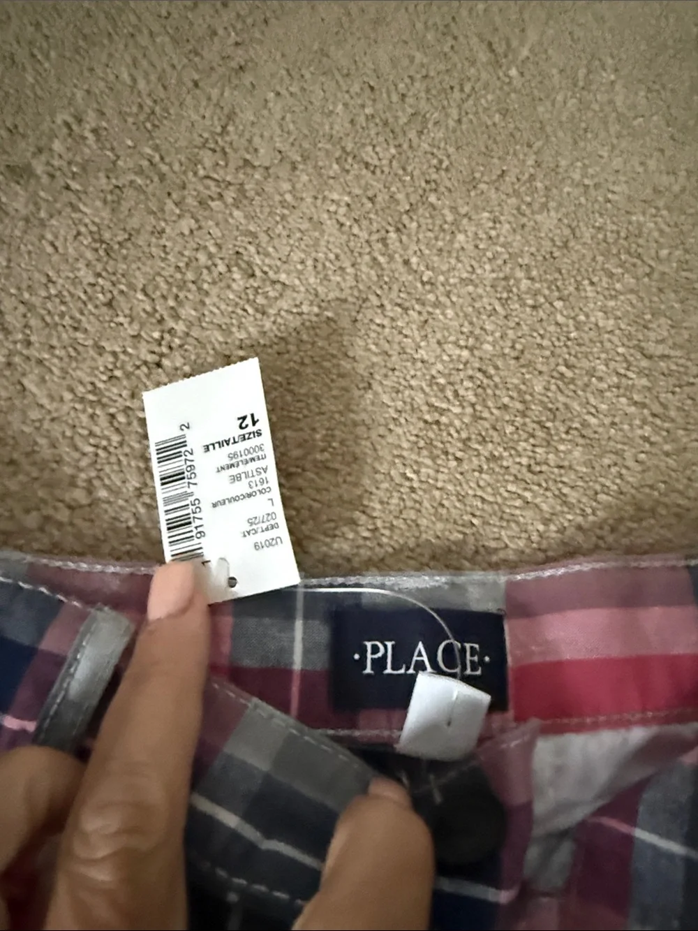 The Children's Place Pink Navy Gray Plaid Flat Front Shorts